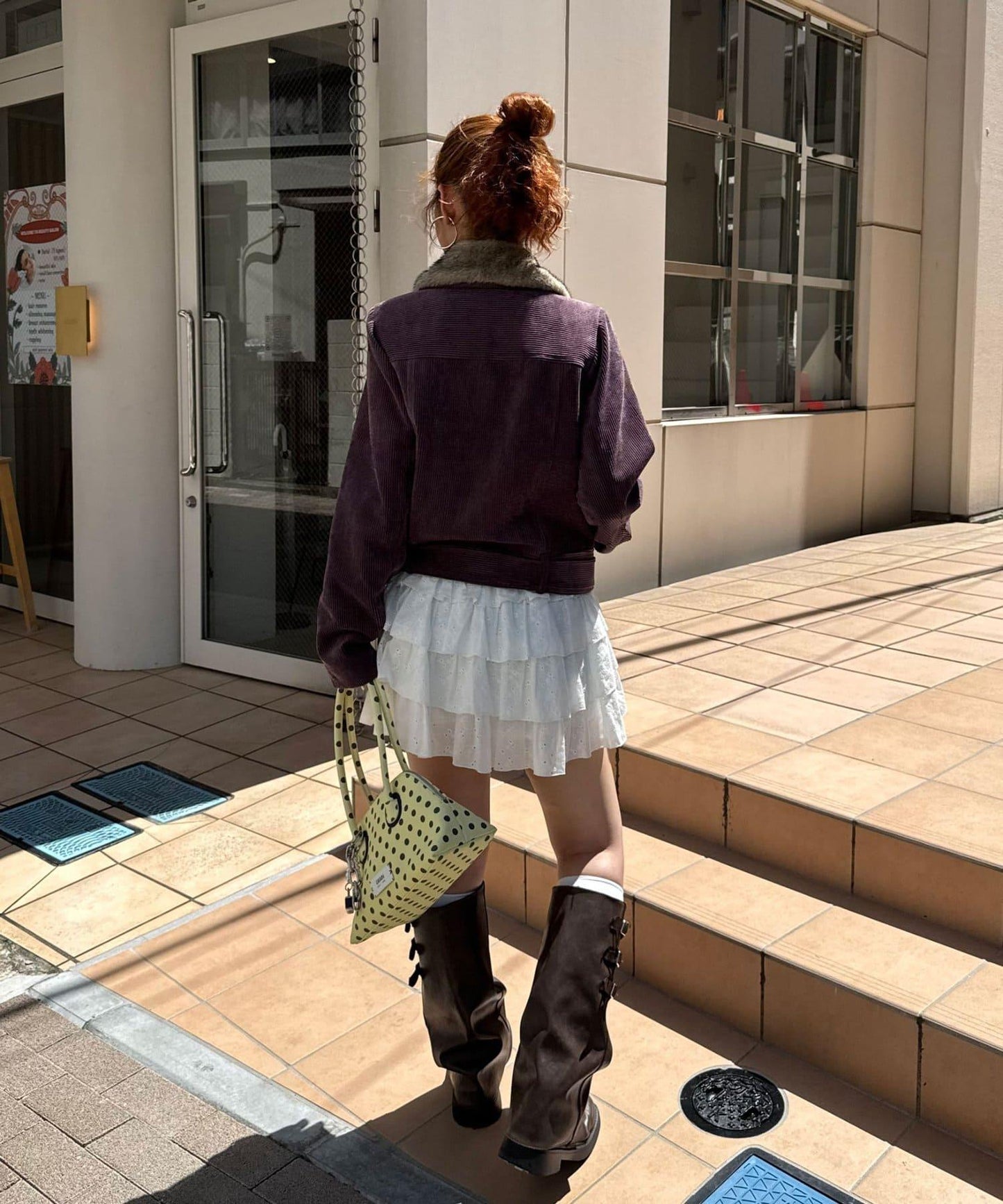 雙排扣燈芯絨毛領夾克