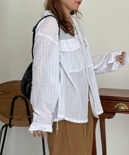 透明長袖開襟襯衫