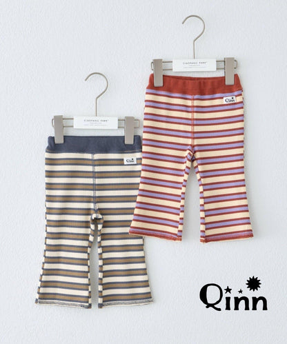 Qinn華夫格條紋兒童打底褲