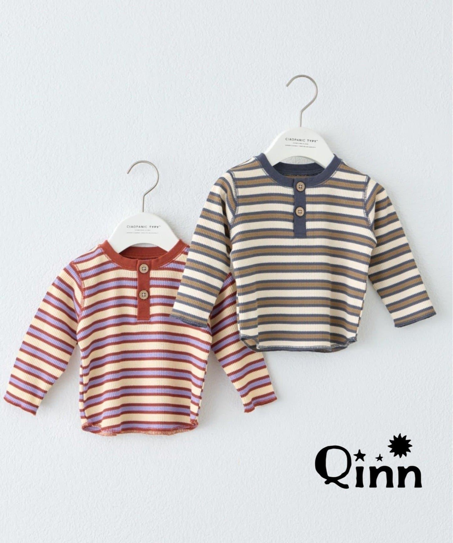 Qinn華夫格條紋上衣