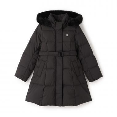 【商品】 潑水防汙可機洗 仿皮草連帽修身長款羽絨服