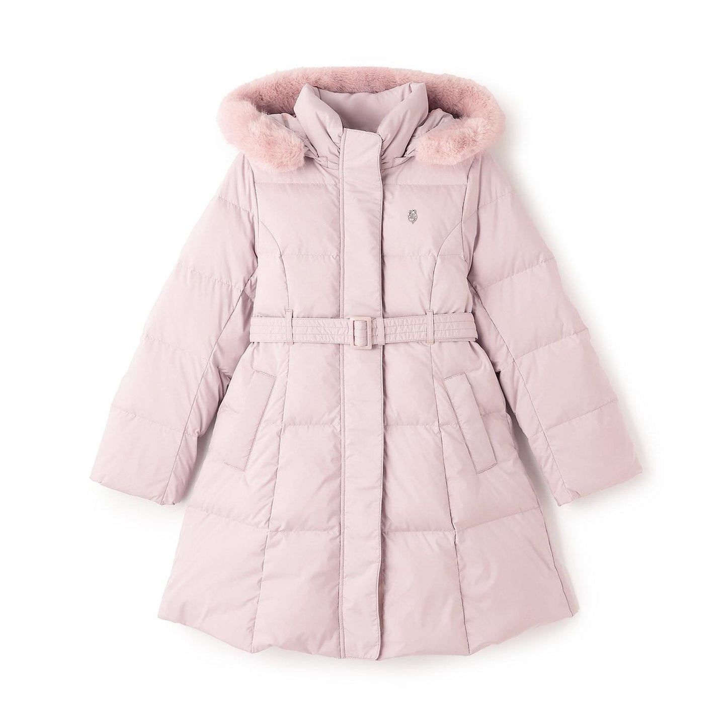 【商品】 潑水防汙可機洗 仿皮草連帽修身長款羽絨服