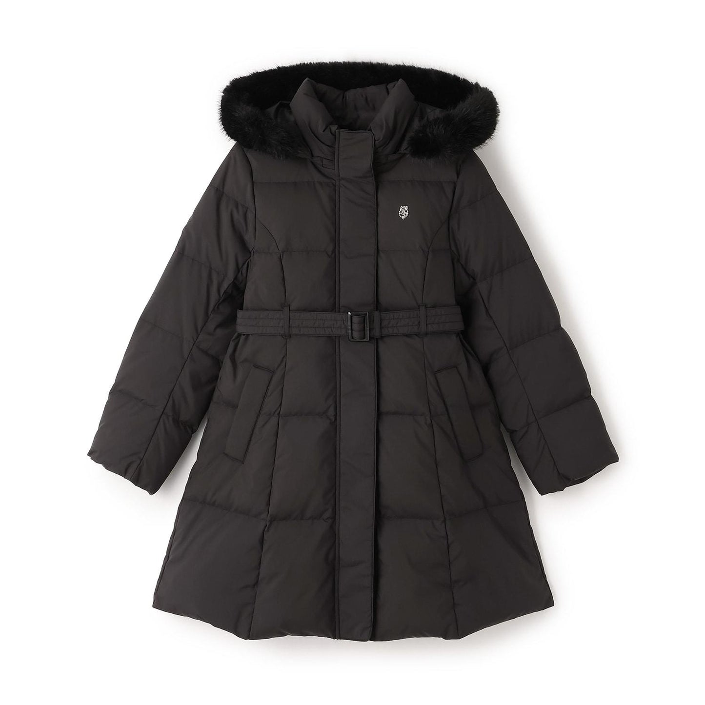 【商品】 潑水防汙可機洗 仿皮草連帽修身長款羽絨服