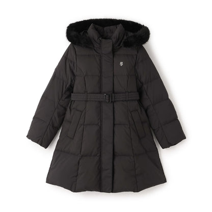 【商品】 潑水防汙可機洗 仿皮草連帽修身長款羽絨服