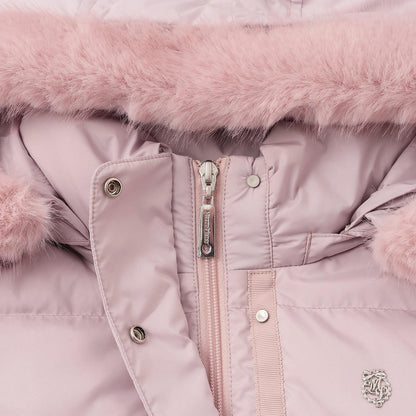 【商品】 潑水防汙可機洗 仿皮草連帽修身長款羽絨服