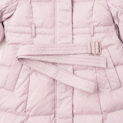 【商品】 潑水防汙可機洗 仿皮草連帽修身長款羽絨服