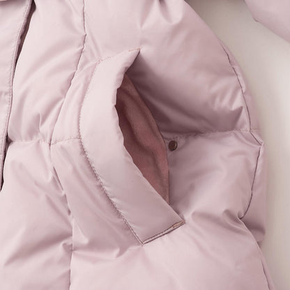 【商品】 潑水防汙可機洗 仿皮草連帽修身長款羽絨服