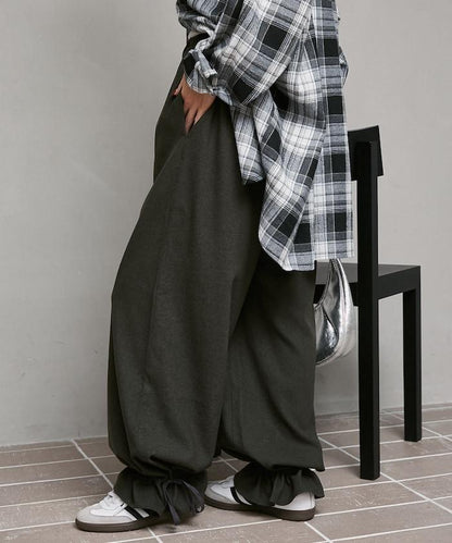束腳繫帶休閒褲