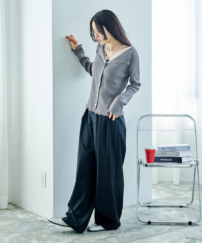 短款蕾絲針織開衫