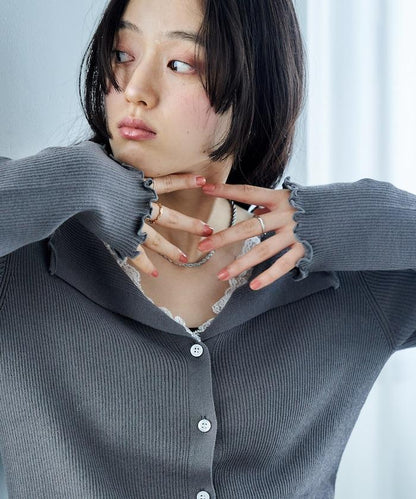 短款蕾絲針織開衫
