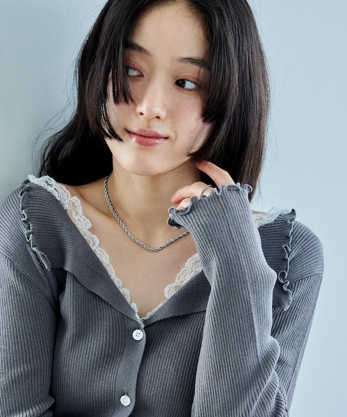 短款蕾絲針織開衫