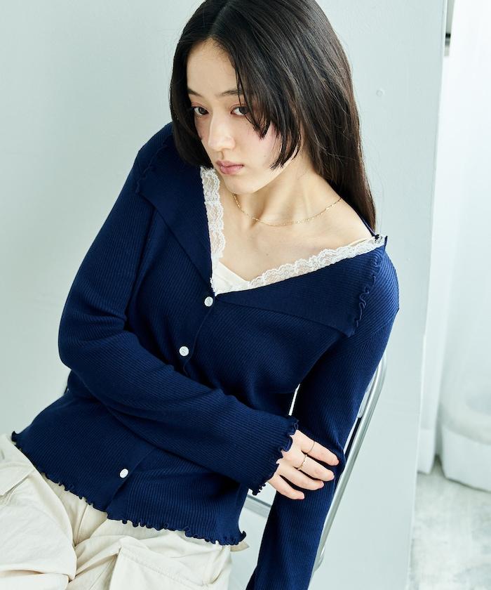 短款蕾絲針織開衫