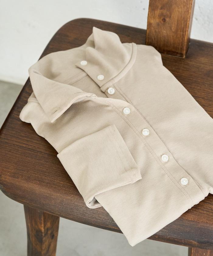 2WAY 翻領 高領 紐扣 長袖 上衣