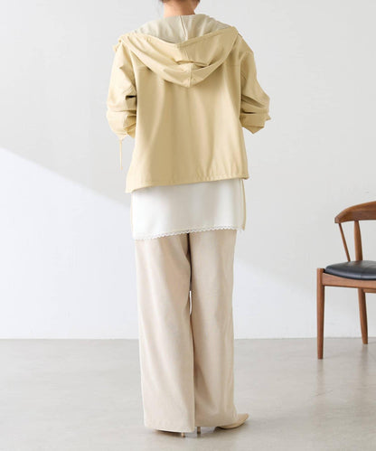 輕量連帽仿皮夾克