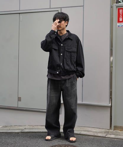 高彈力扭褶牛仔褲