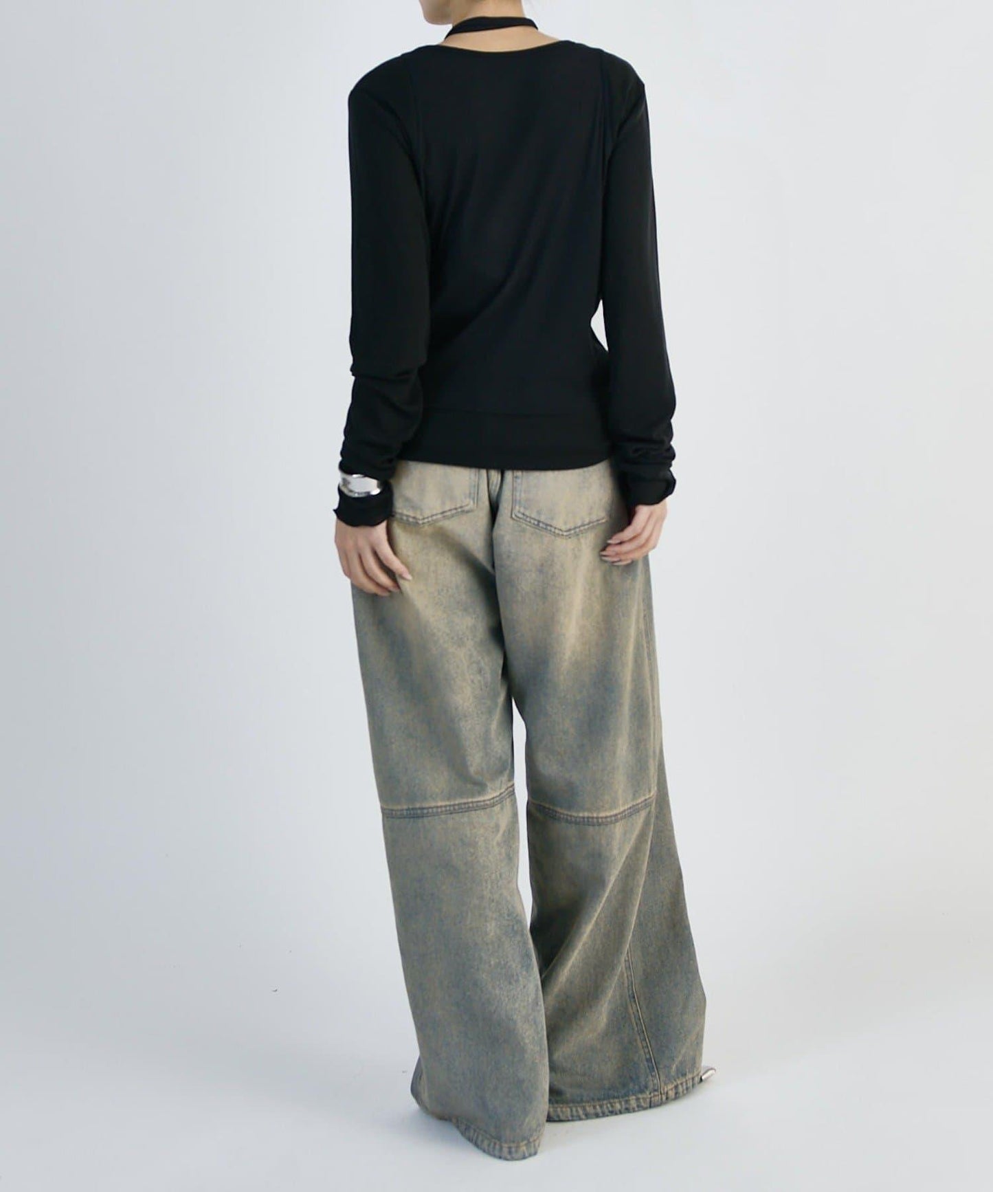 蝴蝶結繫帶疊層感長袖T恤