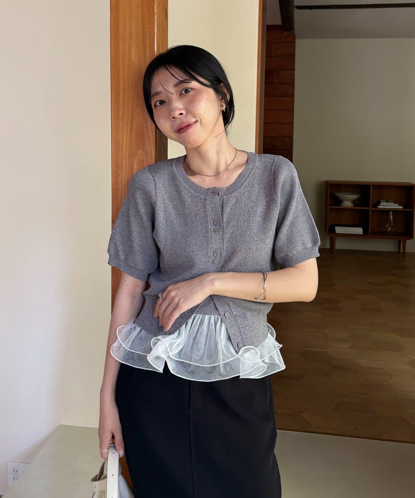 【mana企畫】收腰下襬吊帶衫套裝針織開衫