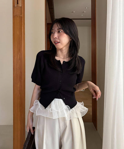 【mana企畫】收腰下襬吊帶衫套裝針織開衫