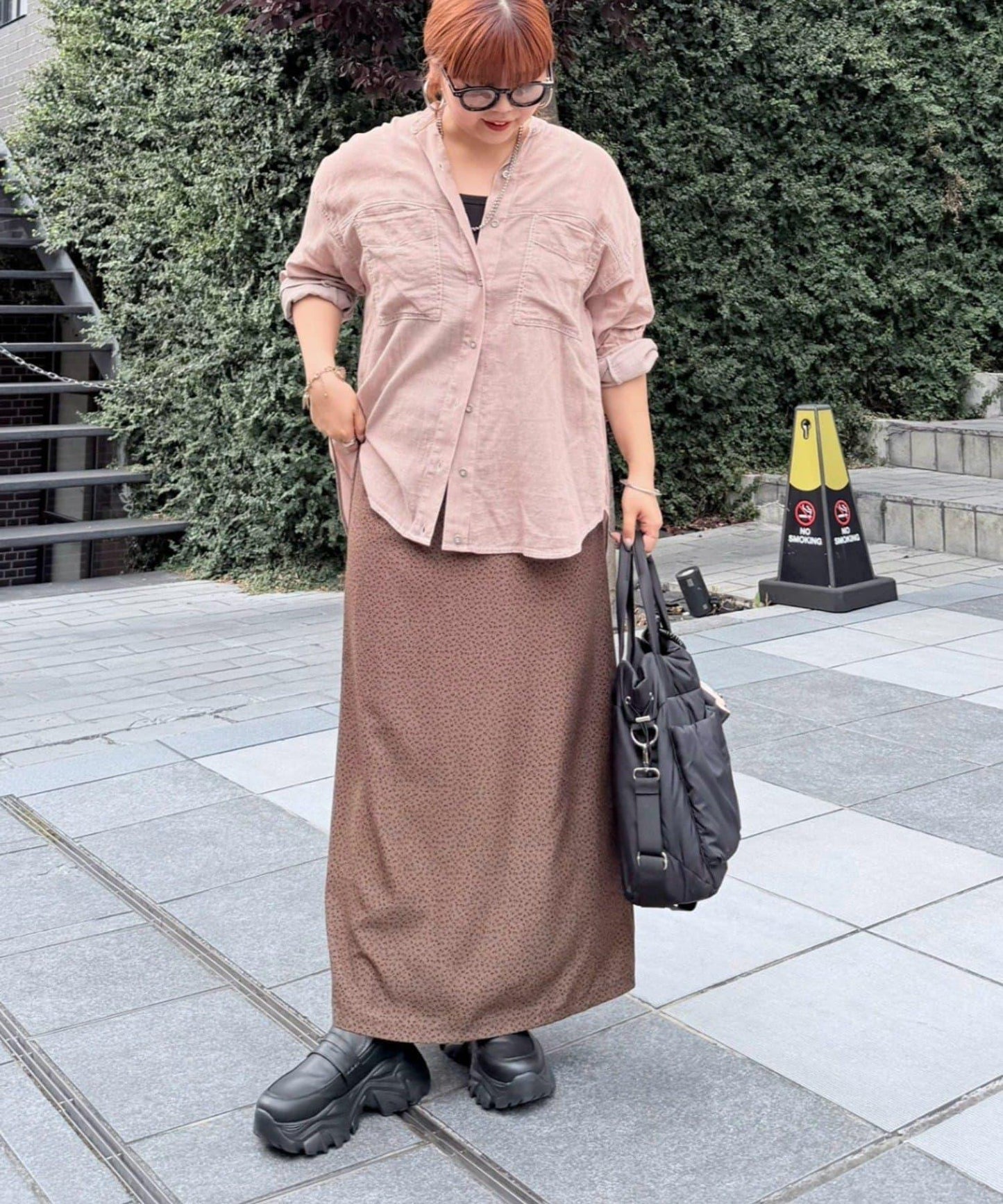 拼色圖案窄身半身裙