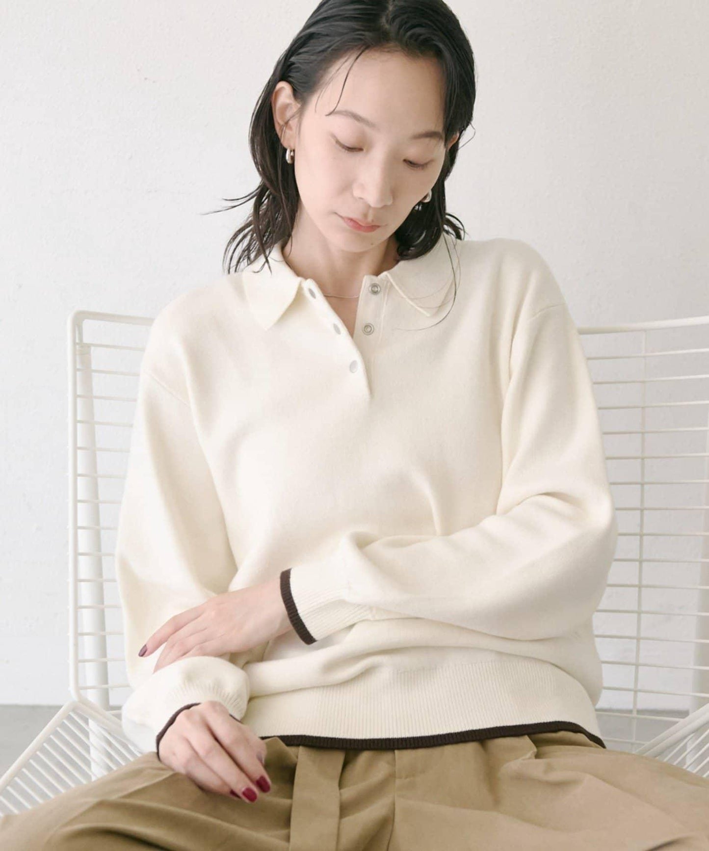 撞色拼接針織衫
