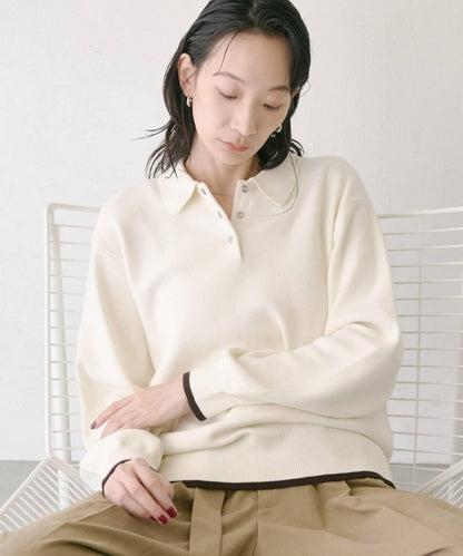 撞色拼接針織衫