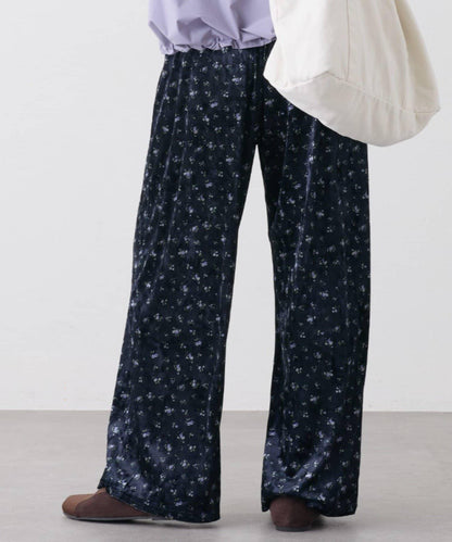 小碎花天鵝絨休閒褲