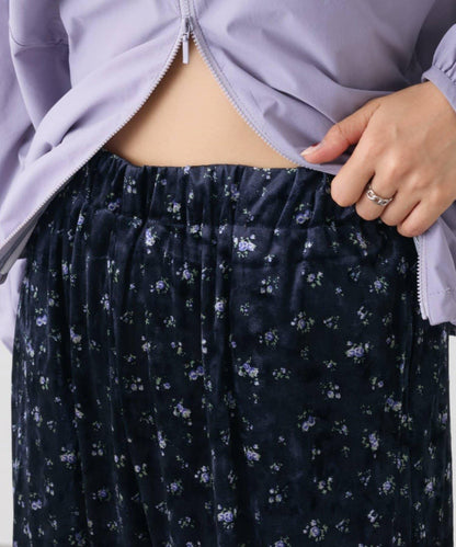 小碎花天鵝絨休閒褲