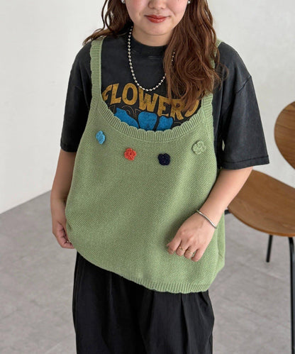 花朵刺繡針織馬甲