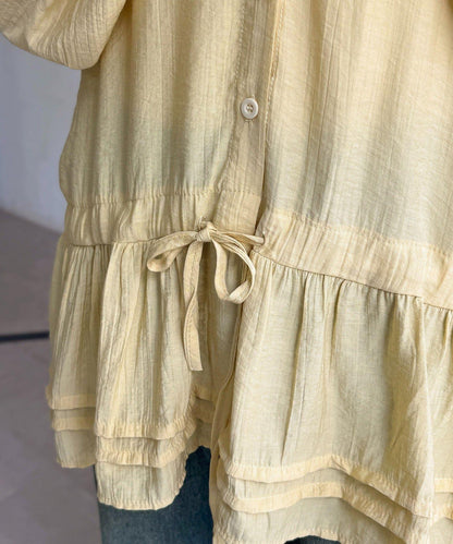 荷葉邊領長袖襯衫