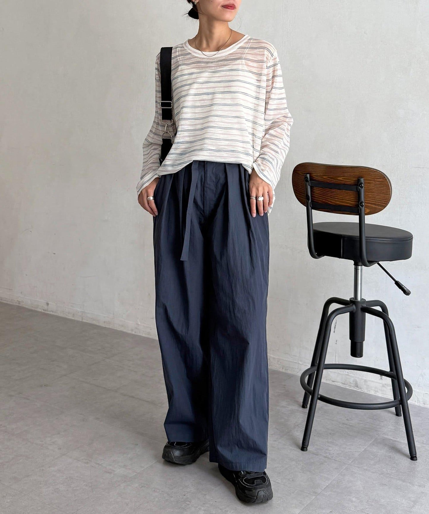 條紋透視長袖T恤