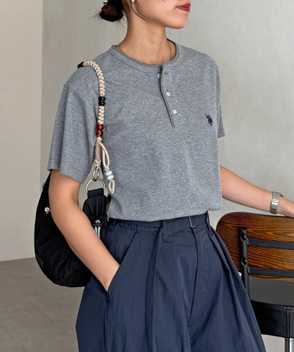 U.S. POLO ASSN. 緊身羅紋亨利領T恤