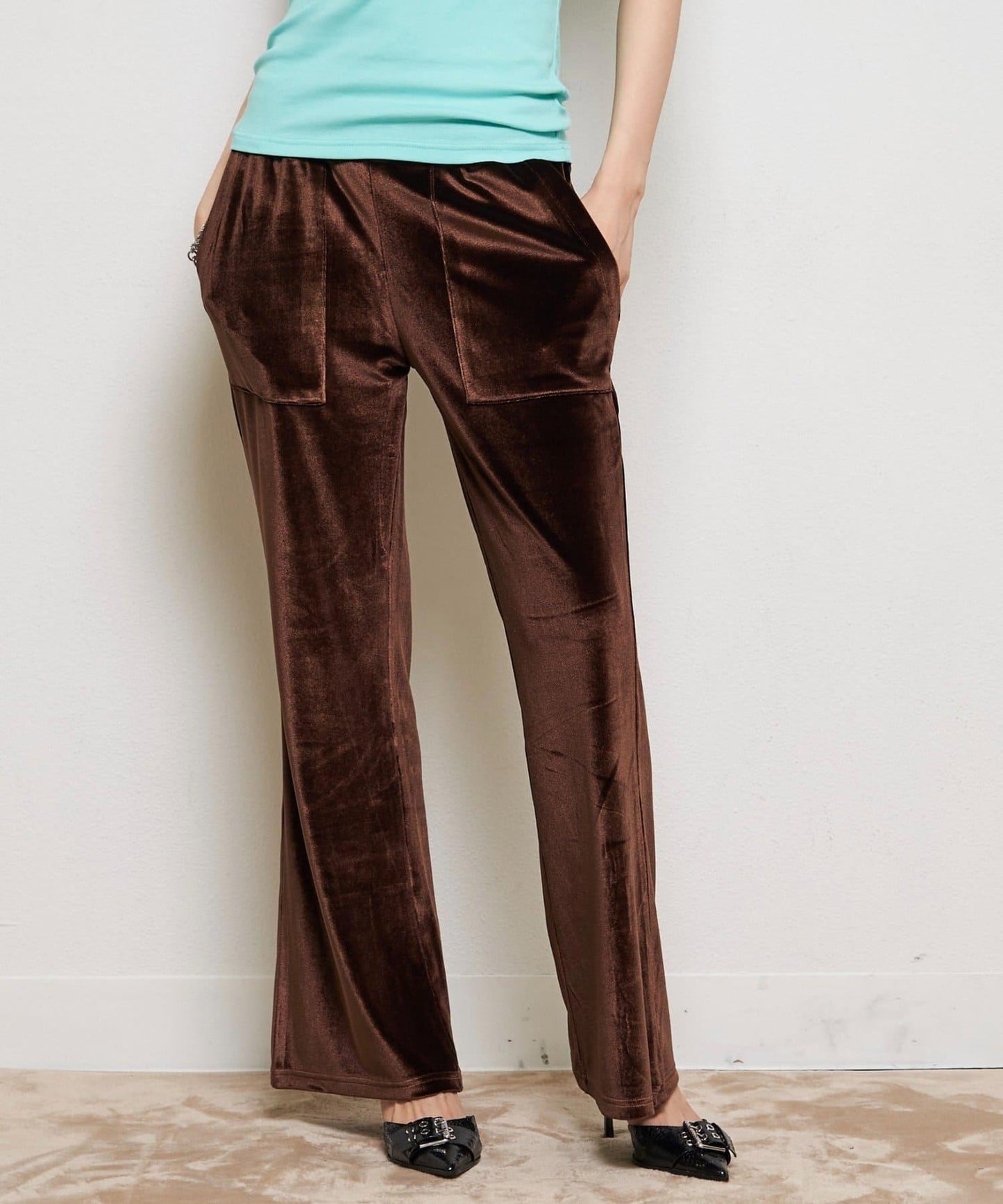 絲絨印花長褲