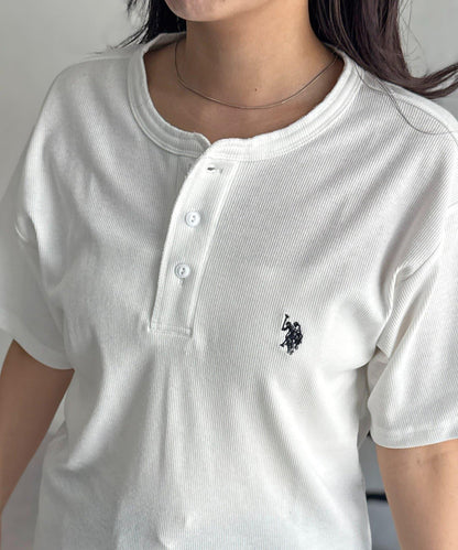 U.S. POLO ASSN. 緊身羅紋亨利領T恤