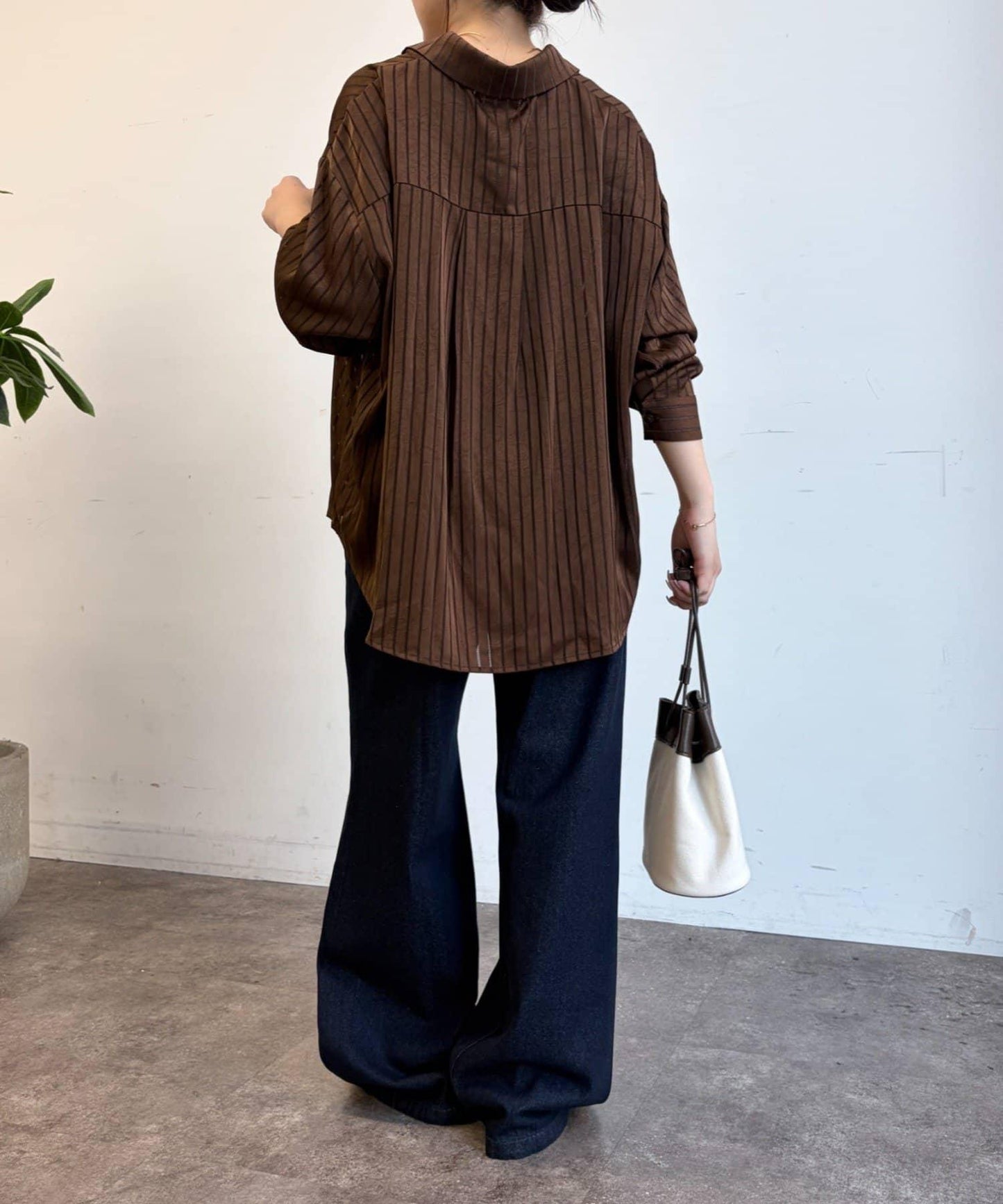 PalinkA/パリンカ 條紋緞面襯衫
