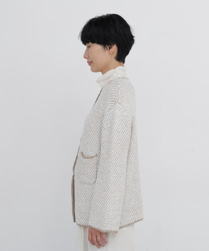 羽毛紗混紡粗花呢針織開衫