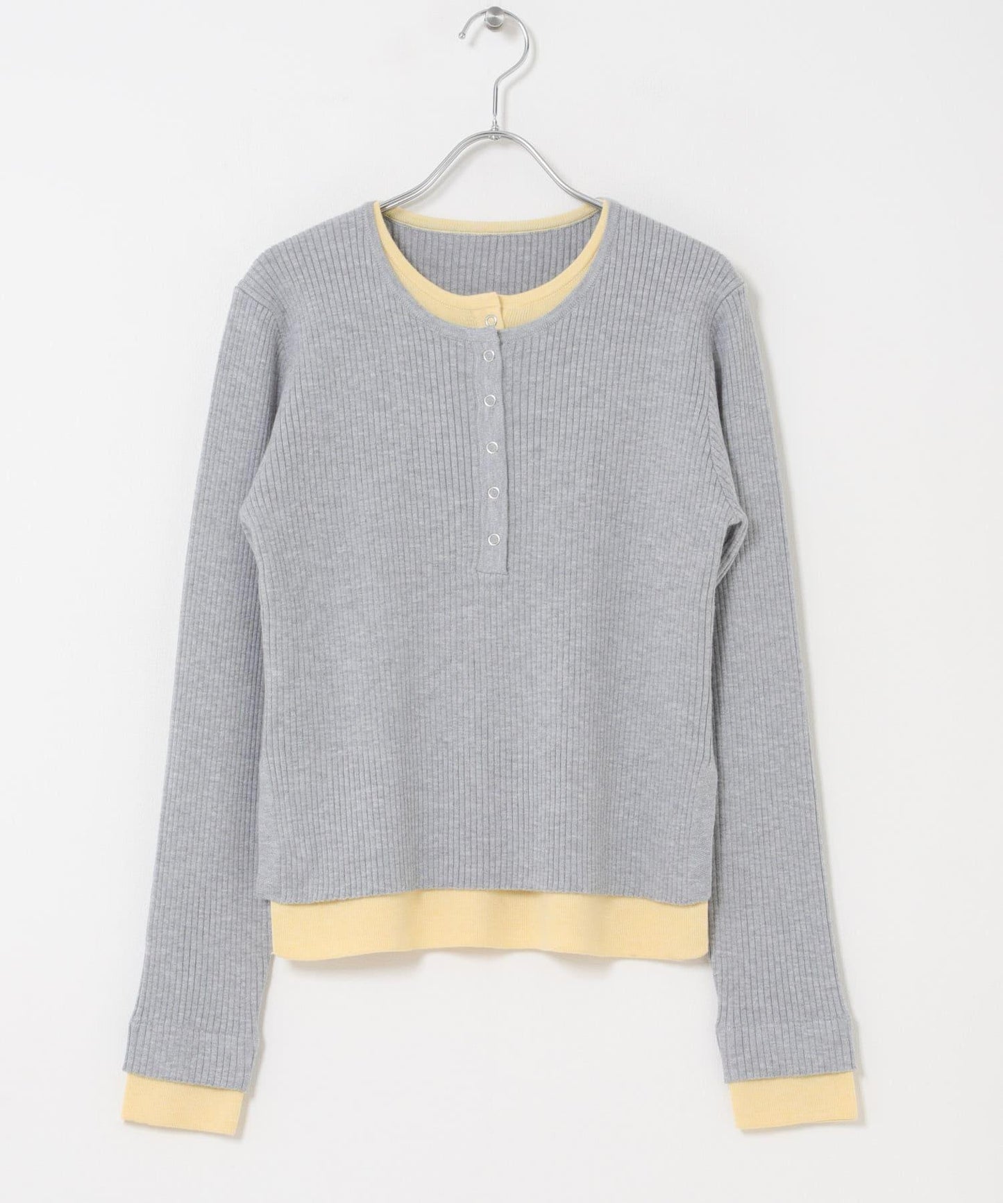 疊穿亨利領針織衫