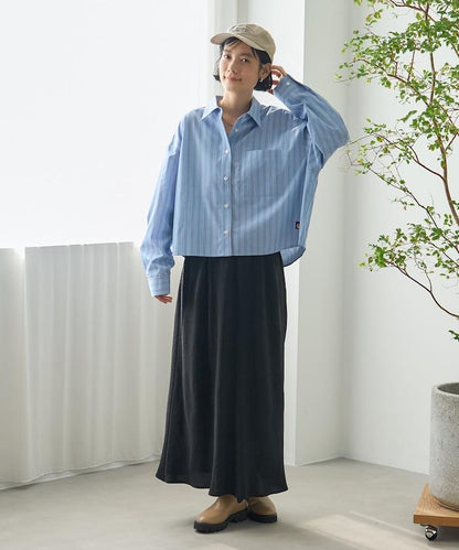 後繫帶 條紋 長袖襯衫