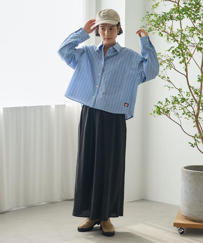 後繫帶 條紋 長袖襯衫