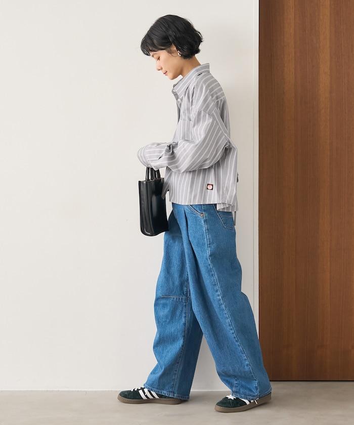 後繫帶 條紋 長袖襯衫