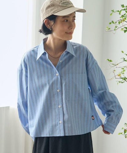 後繫帶 條紋 長袖襯衫