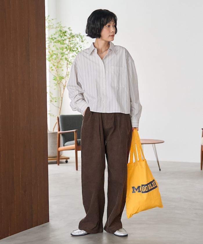 後繫帶 條紋 長袖襯衫