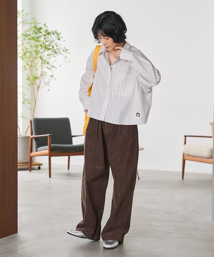 後繫帶 條紋 長袖襯衫