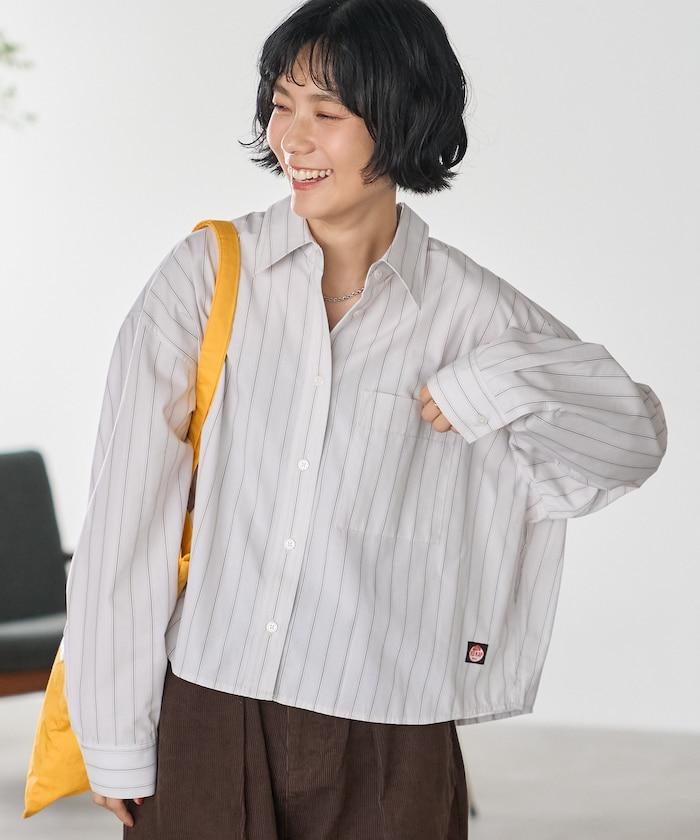 後繫帶 條紋 長袖襯衫