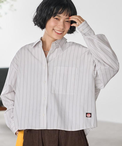 後繫帶 條紋 長袖襯衫