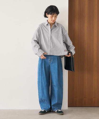 後繫帶 條紋 長袖襯衫