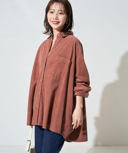 燈芯絨 寬鬆襯衫外套