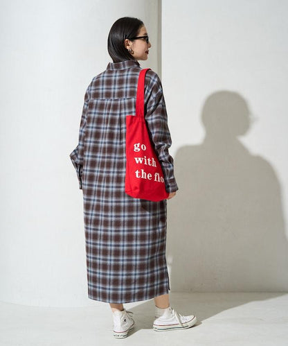 格紋大版型襯衫連衣裙