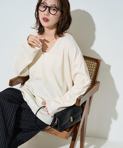 羅紋邊 熱感 寬鬆 長袖 套頭衫