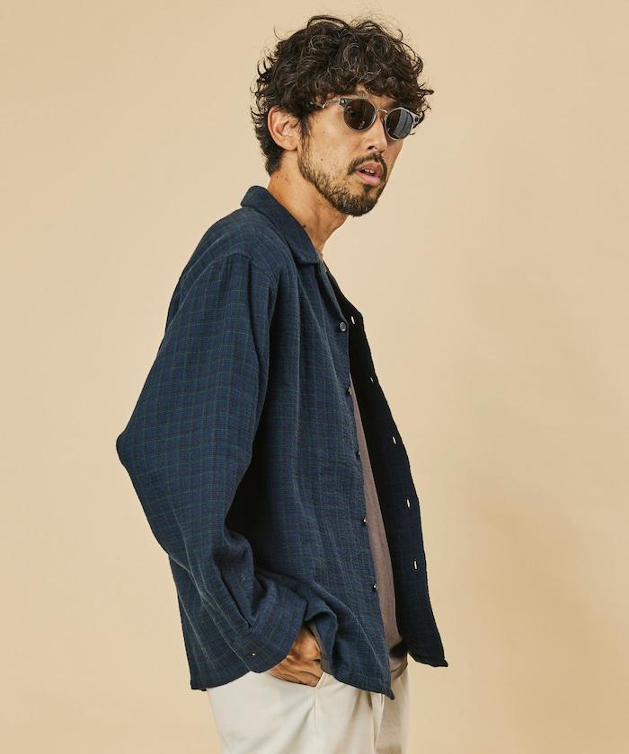 AUSTRALIAN COTTON 開領 格紋襯衫 長袖