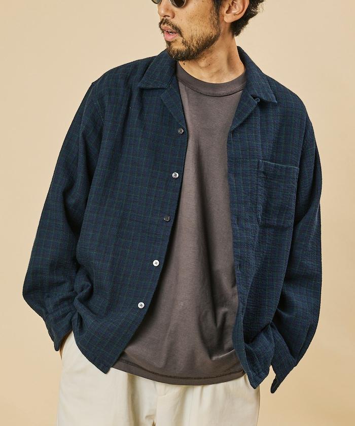 AUSTRALIAN COTTON 開領 格紋襯衫 長袖